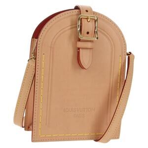 LOUIS VUITTON LV Name Tag XL Clutch Bag Leather Beige M82225 LV Auth 145840SM